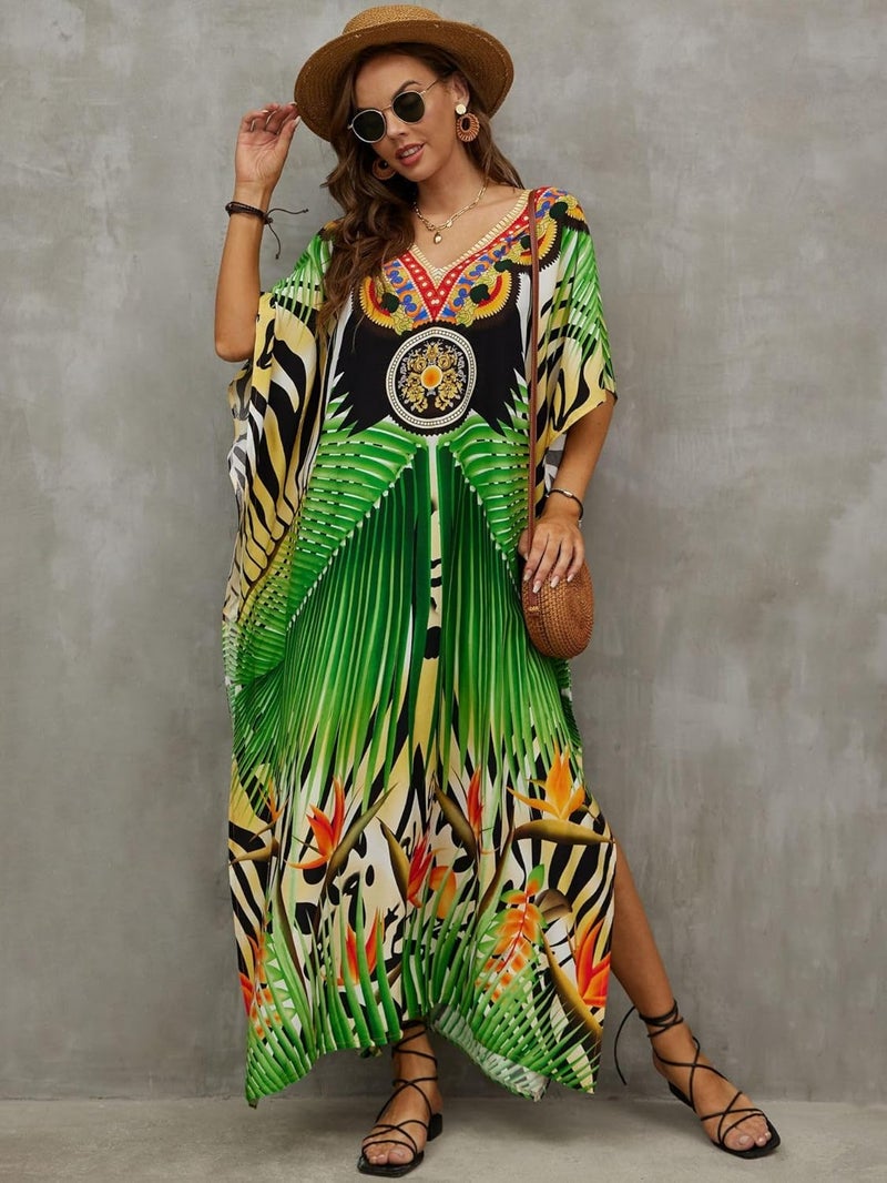 IMAGEKOPE Kaftan Dresses for Women Plus Size Bathing Suit Cover up Caftan Maxi Beach Dresses - Image 5